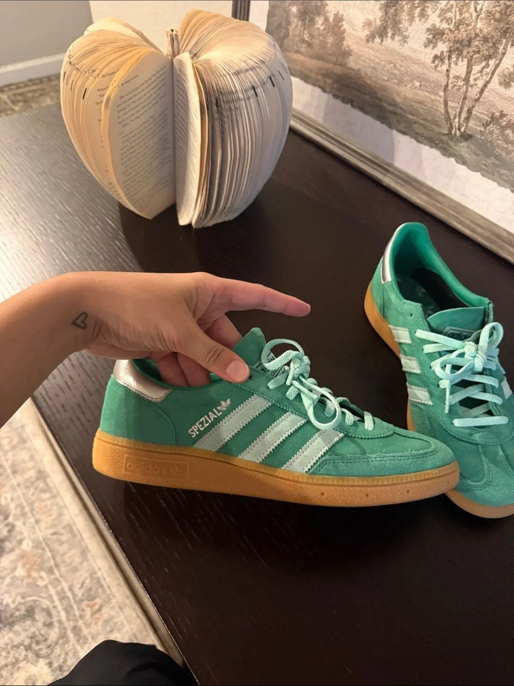adidas Green Suede Sneakers with Gum Sole
